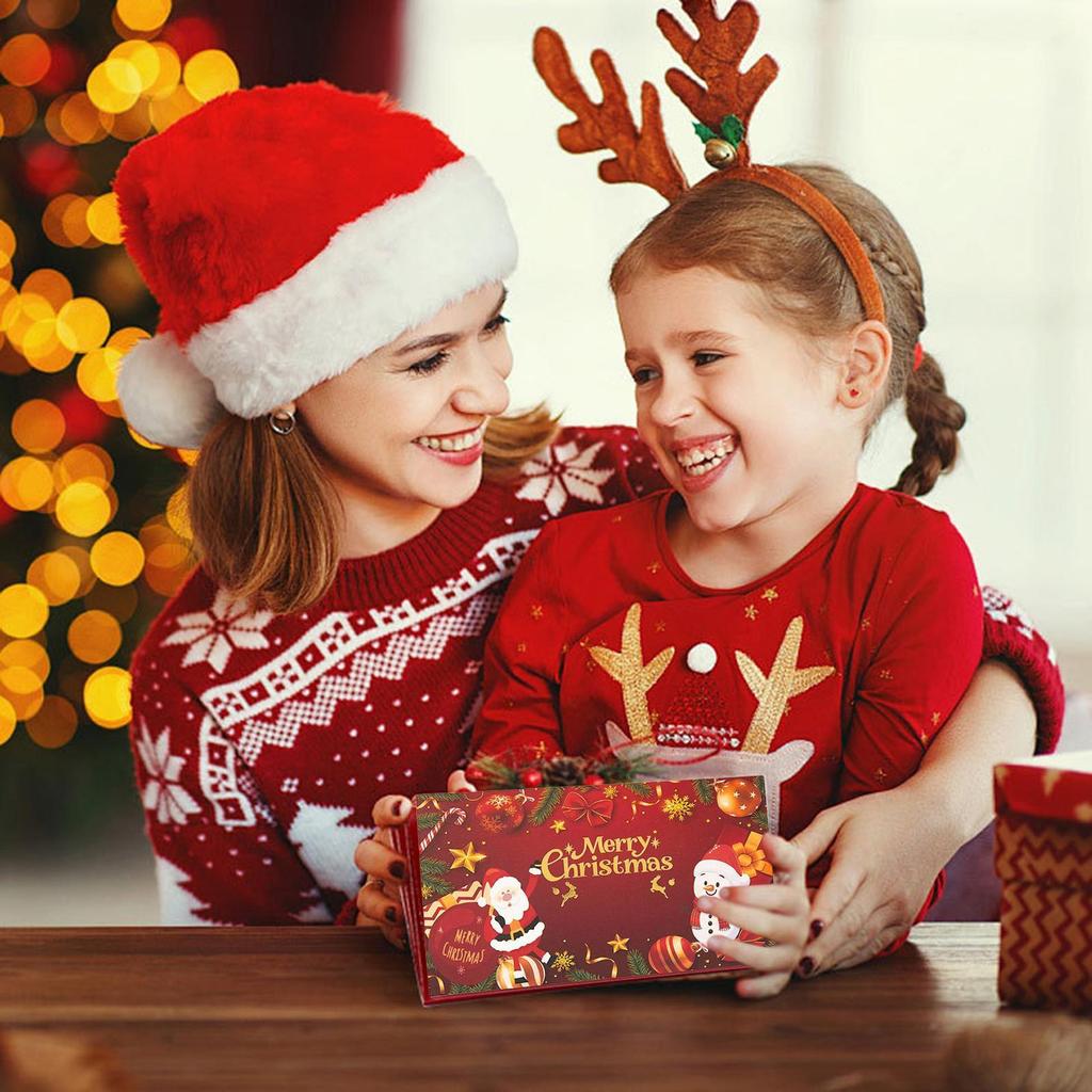 Christmas Money Holder Wallet Greeting Card Creative Holiday Decor Folding Cash Holder Red Envelope Christmas Gift Envelope