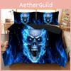 Unique 3d Blue Fire Skull Duvet Cover Pillow Cases Quilt Cover Bedding Set Perfect For Gifting