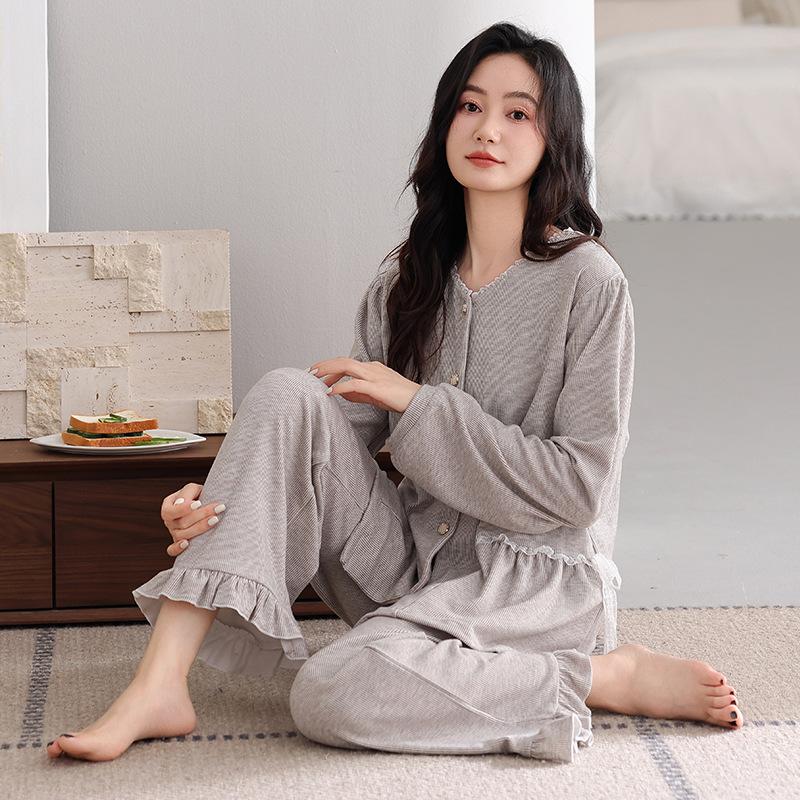 Double-Sided German Velvet Pajamas Women'S Autumn, Winter, Spring And Autumn Thickened Long-Sleeved Loungewear Women'S Thin Velvet Suit