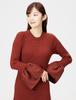 Mira Owen Ribbed Knit Dress with Fabric BRW 0 Women's A-Line Sleeves, 09WNO215014,