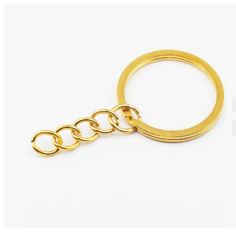 50Pcs Gold Split Keyrings With 25Mm Open Jump Ring And Connector For Diy Keychain Crafts