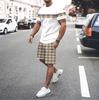 Summer Men's Set Print Solid Color Men Round Neck T-Shirt Shorts Two Piece Set Casual Man Suits Clothing