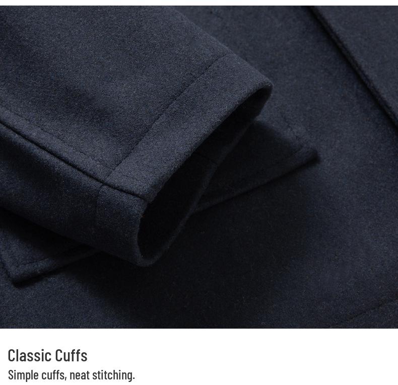 Men's Double-Layer Collar Wool Coat - Autumn/Winter European Size Business Outerwear