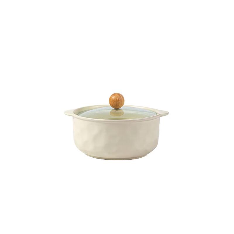 ZISIZ Japanese Style Hammered Ceramic Instant Noodle Bowl Set with Lid