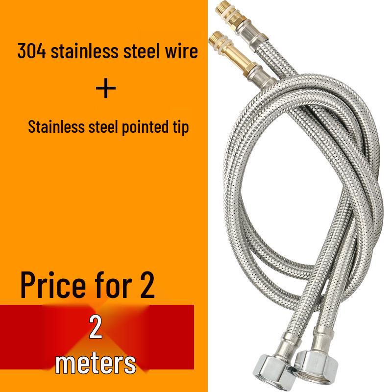 304 Stainless Steel Braided Flexible Hose for Kitchen Faucet - Hot/Cold Inlet Pipe