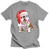 Cute Bulldog Christmas Lights Dog T Shirts Summer Graphic Cotton Streetwear Short Sleeve Birthday Gifts T-shirt Mens Clothing