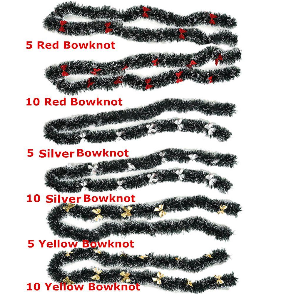 New Year Christmas Tree Ornament Snowflake Strips Ribbon Garland With Bowknot Dark Green Ribbon