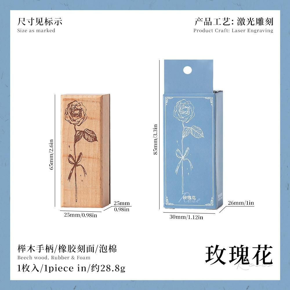 

Kawai Mountain Flowers Solid Wood Seal Diy Hand Diary Decorative Prints Cross Border Beech Account Seal Lovely School Supplies