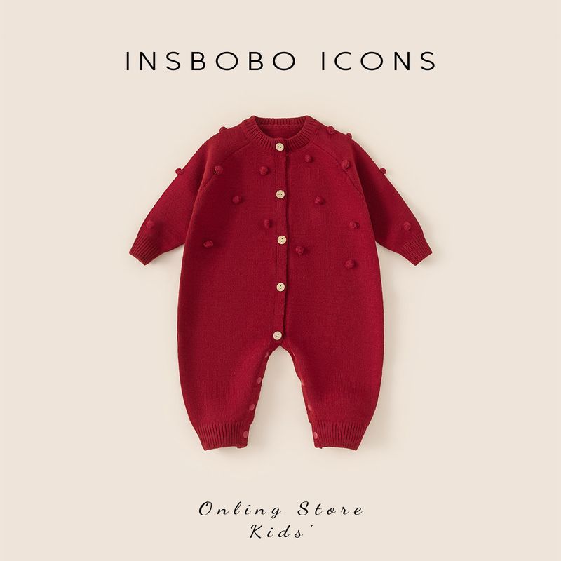 Insbobo Baby Clothes 2025 Winter New Style Baby Girl Jumpsuit Newborn New Year Sweater Baby Girl Winter Clothes Red 66