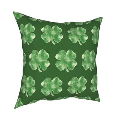 Vintage Shamrock für St. Patrick's Day Party Quadratischer Kissenbezug Dekokissen Irischer Heiliger Paddys Leprechaun Kleeblatt Kissenbezüge