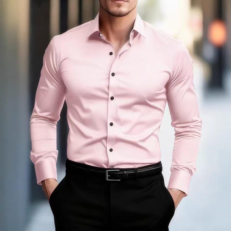 Men's Korean Style Slim-Fit Long-Sleeved Professional Shirt - Non-Iron, Handsome Formal Wear