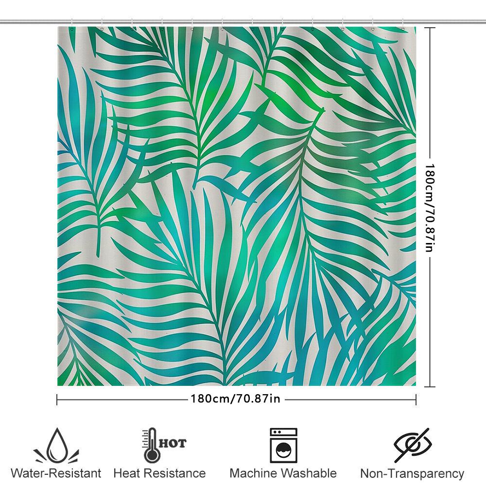 Tropical Leaf Shower Curtain Waterproof Botanical Nature Greenery Bathroom Decor Farmhouse Shower Liner Modern Artistic Home Tex