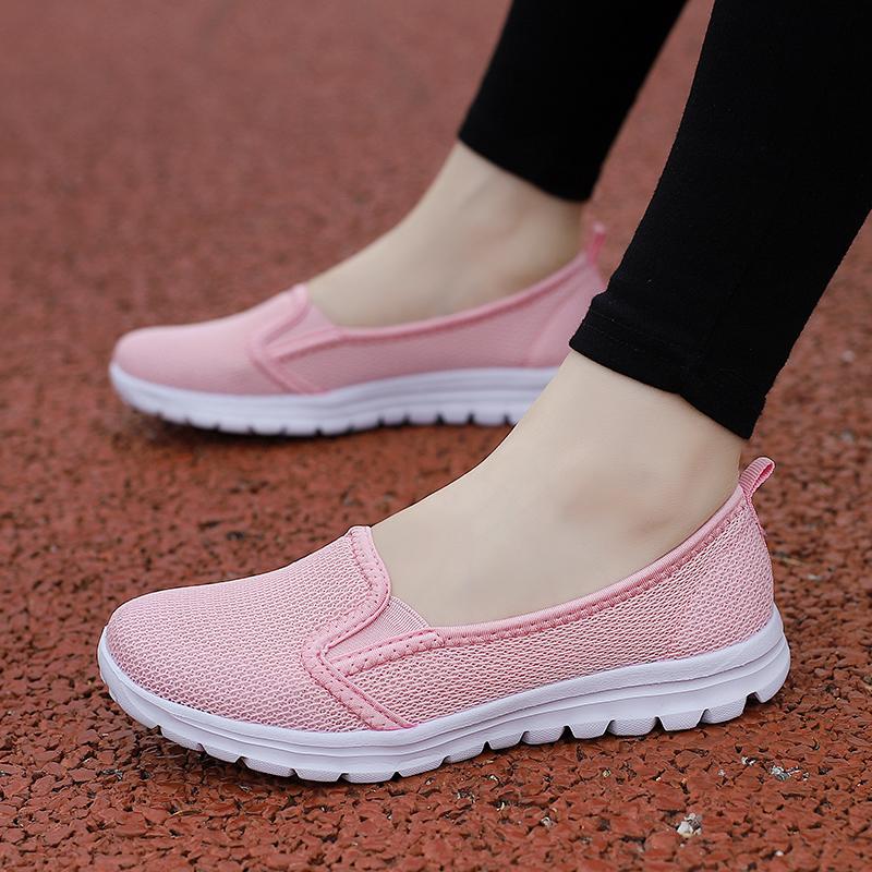 Damen Netz-Loafer Laufschuhe Sport Outdoor Leichte Flats Zuhause Bequem Atmungsaktive Fitness-Sneaker Frühling Sommer Größe 35-42
