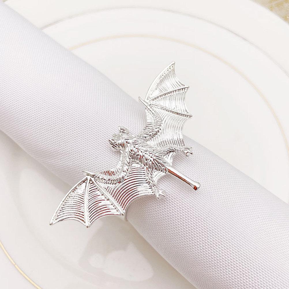 4Pcs Bat Napkin Rings Premium Alloy Spooky Dinner Decorative Tableware for Halloween Party Guest Dining Experience