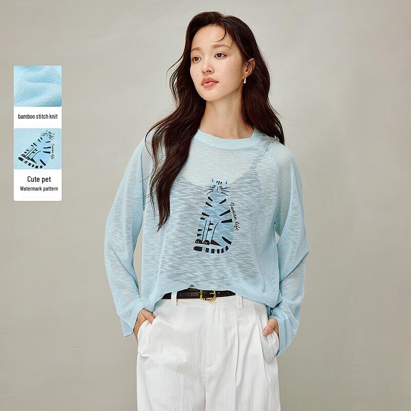 

INMAN Пет Графический Вязаный Свитер 2026 Весна Женский Свободный Пуловер с Длинным Рукавом S