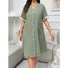 Womens V-Neck Cardigan Dress Pajamas Loose Plus Size Loungewear