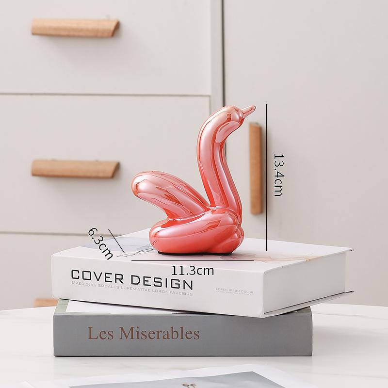Creative Balloon Swan Electroplating Multi-color Abstract Ceramic Jewelry Sculpture Study Statue Home Office Decoration Gift