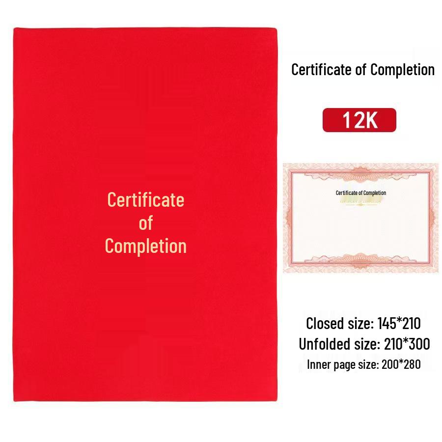 Red Velvet Gold Stamped Award Certificate: Classic Horizontal & Vertical Versions with Inner Page