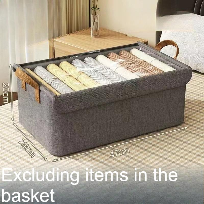 New Steel Frame Clothing Storage Box Cover Foldable Clothing Storage Box Household Dustproof Pants Storage Basket