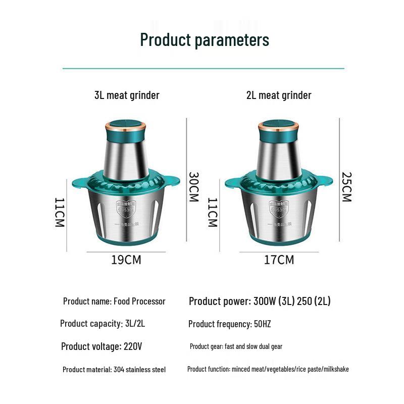 Stainless Steel Electric Meat Grinder & Food Processor - Large Capacity, Multifunctional for Baby Food, Garlic, and More