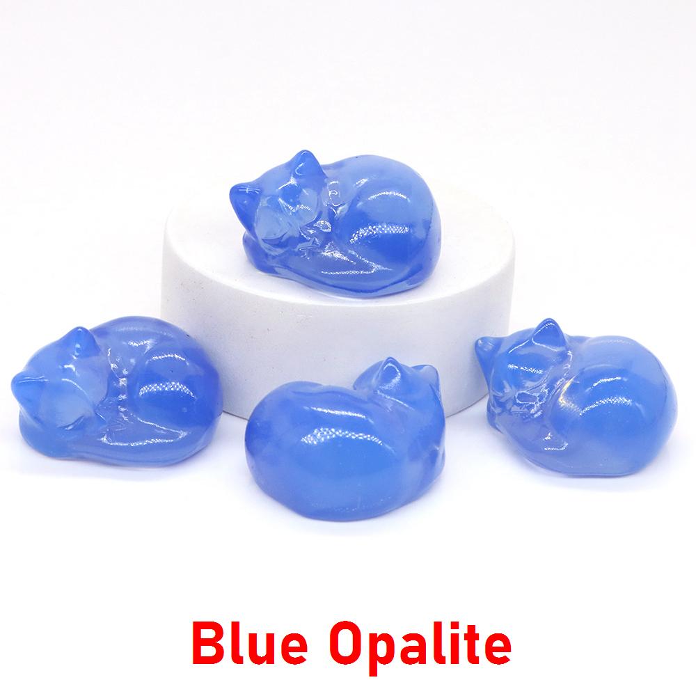 30mm Niedliche Katzenstatue Naturstein Kristall Handgeschnitzt Heilendes Tierfigur Reiki Edelstein Handwerk Heimdekoration Feiertagsgeschenk