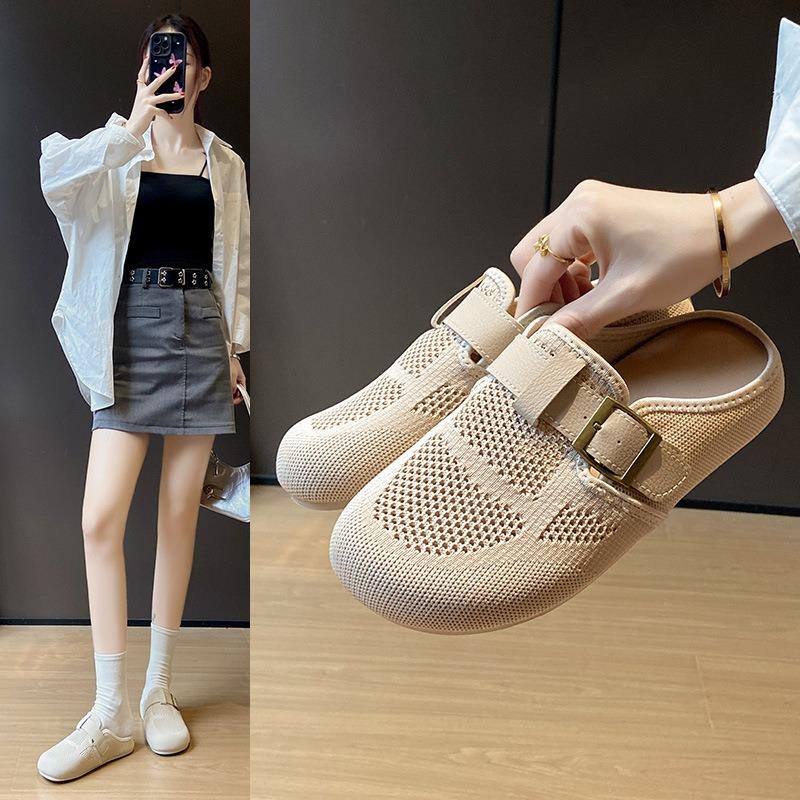 

Soft-soled Shoes Half-slippers One-foot Slippers Flat-bottomed Flip-flops 35 покинуть белый