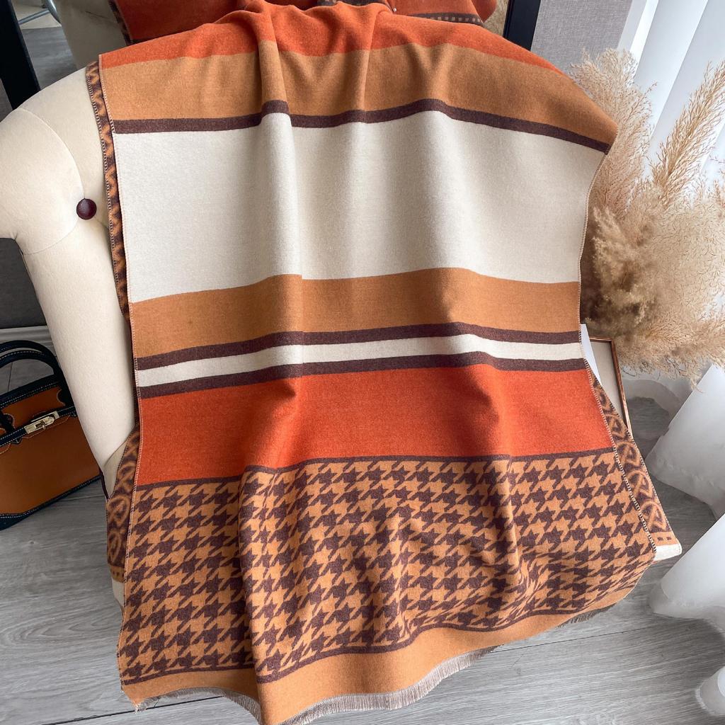 Letter Imitation Cashmere Scarf Female Internet Celebrity Korean Version Warm Scarf Versatile Shawl Color Matching Popular Scarf