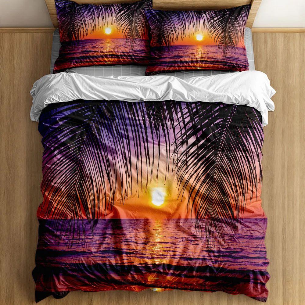 Sunset Hawaii Long Beach Gorgeous Duvet Cover Set King Queen Double Full Twin Single Size Bed Linen Set