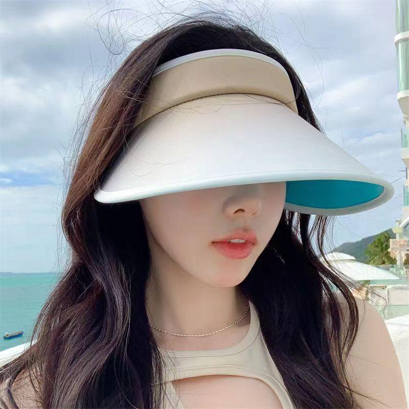 Color Gradual Change Sun Hat Foldable Brim Empty Top Hat Adjustment Hat Outdoor Travel Beach Sun Protection Hat Women