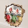 baizihuahu Brushing Teeth Mouse Wall Sticker, 3D Effect Broken Pajama Peel And Stick Cartoon Art Decoration Decal for Home Bathroom
