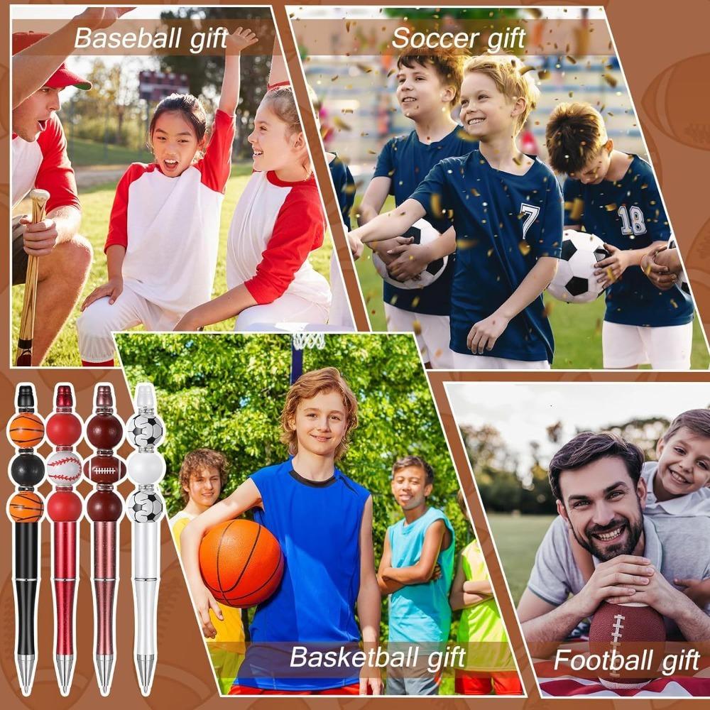 

Plastic Beadable Pens Cute Printed Ballpoint Pen Set 16 Sets Wood Round Beads Office