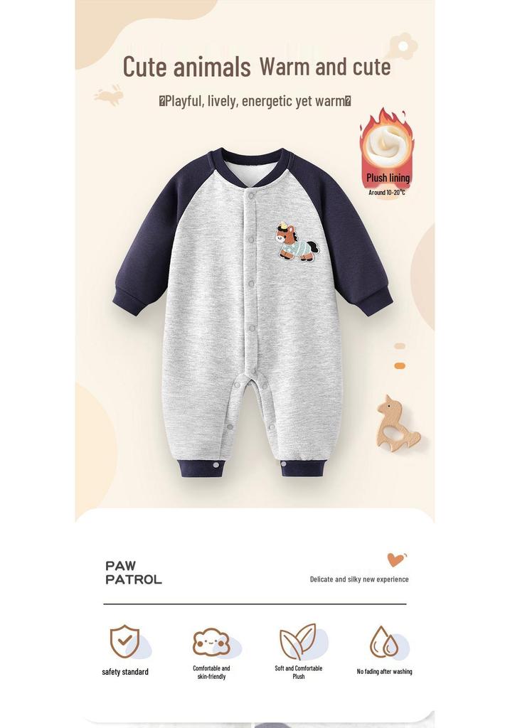 Adorable Baby Raglan Sleeve Bodysuit with Snap-Front and Warm Fleece Diaper Cover (3-24 Months)