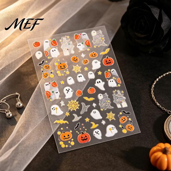 Halloween Manicure Accessories Nail Art Stickers, Cartoon Pumpkin Ghost Bat Decals for Stickers Decorations, Self-Adhesive Holiday Women