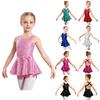 Çocuk Kız Caz Modern Dokunun Giyim Kolsuz Payetli Criss Çapraz Geri Bel Ilmek Bale Dans Leotard Elbise