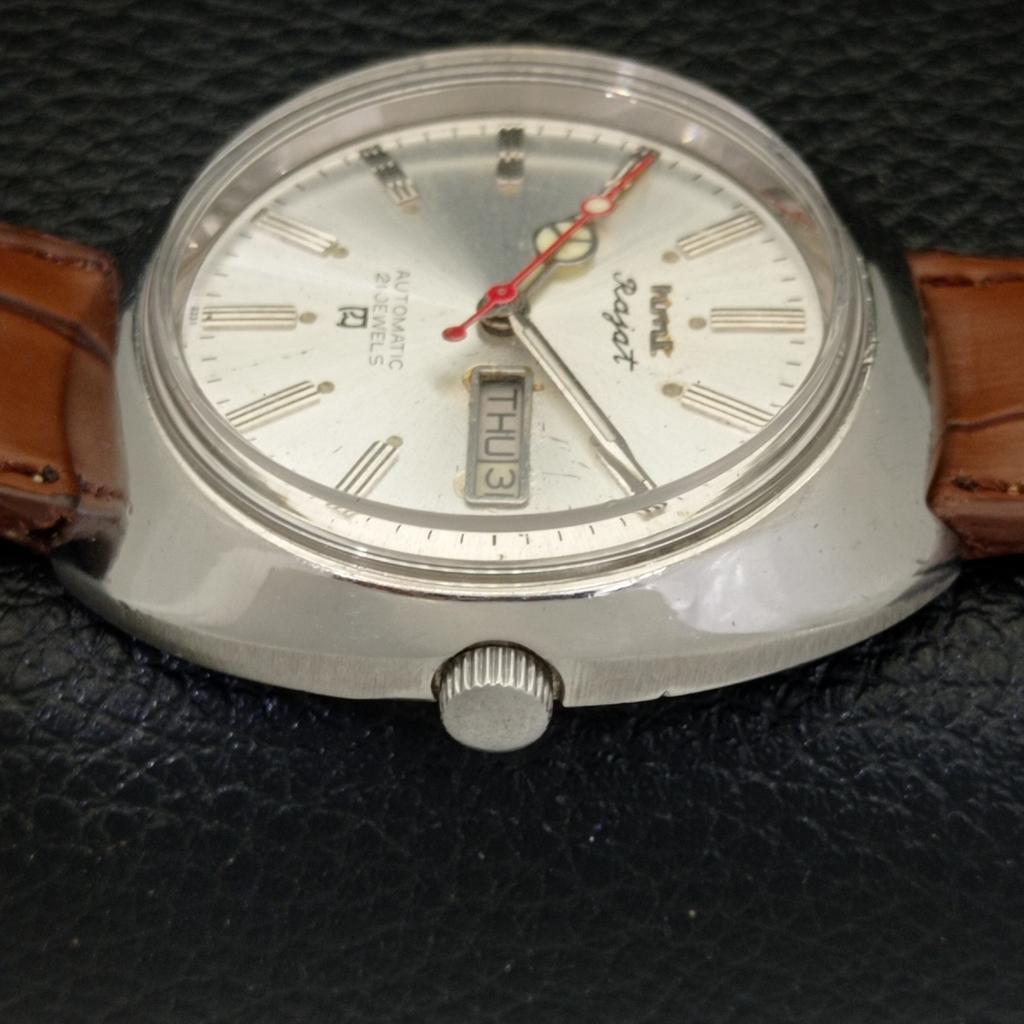 CEAS HMT RAJAT 6501 AUTOMAT INDIAN BĂRBAȚI ZIUA și DATĂ ARGINTU CANAN A432205-2 R110-a432205