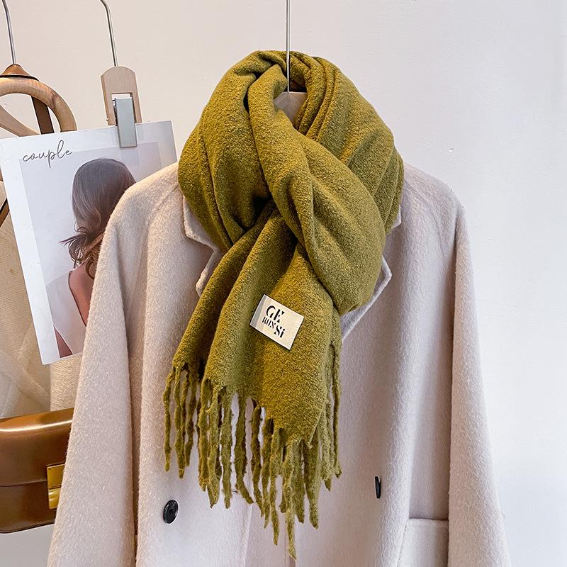 New solid color casual scarf simple fashion scarf men's and women's thickened versatile shawl