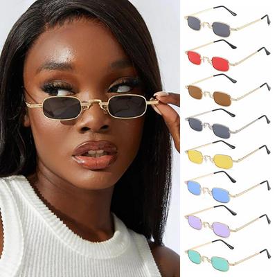 Women Candy Color Travel Uv400 Protection Small Rectangle Sunglasses Punk Sun Glasses Shades