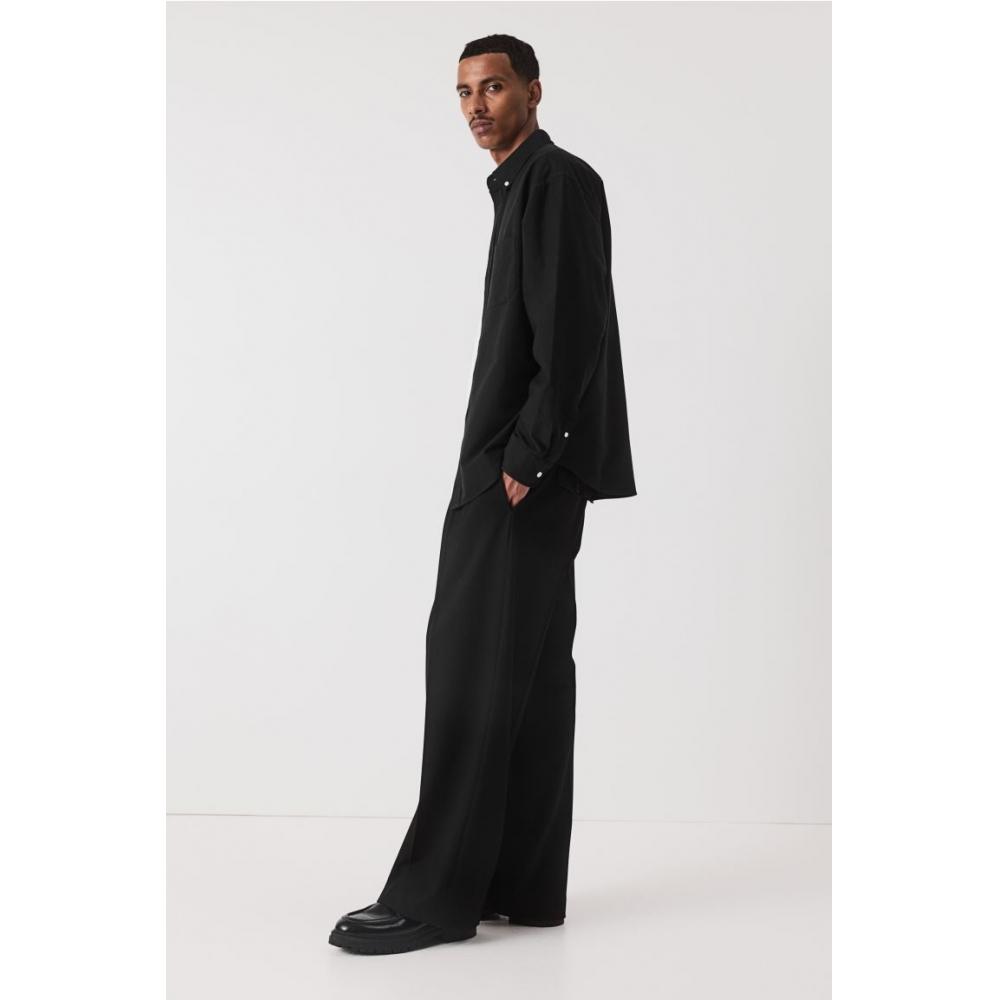 H M Regular Fit Oxford sHirt Black