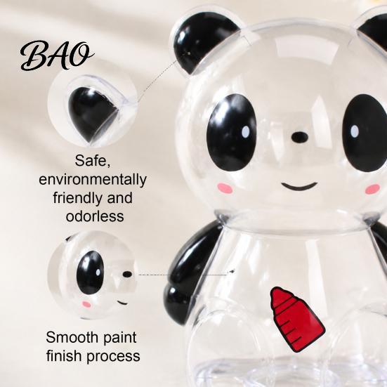 Plastic Piggy Bank Clear Panda for Kids, Cash Coin Bank, Money Saving Jar Box Decoration, Christmas Birthday Girls Boys Durable