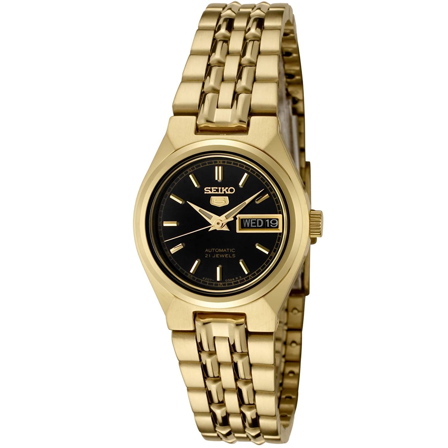 

[Seiko] Seiko Watch 5 Automatic Black Dial Gold-Tone Stainless SYMA06K1 Women s