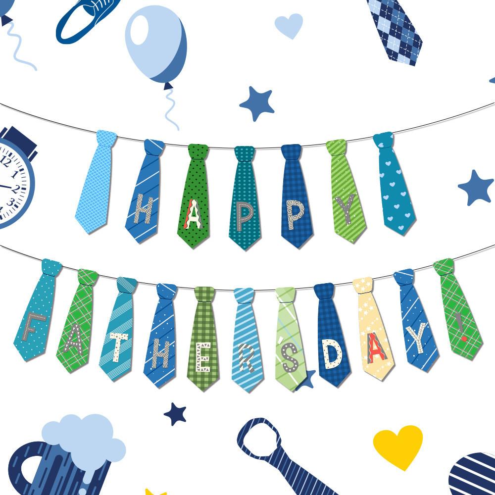 Day Father Themed Tie Patterns Banner Celebration Scene Props Decoration