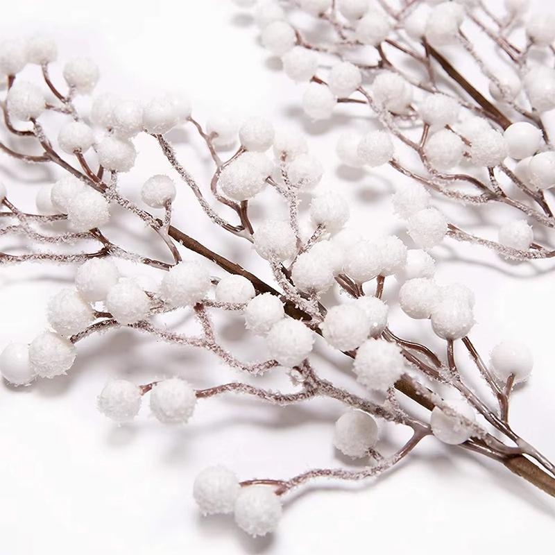 1Pcs 58cm Artificial White Berries Stems Christmas Berry Branches For Flowers Arrangements&Home DIY Crafts Fake Snow Tree Decora