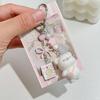Creative Flocking Bear Bag Pendant Car Keychain Small Animal Mobile Phone Pendant For Girl Women Gift Bag Decoration