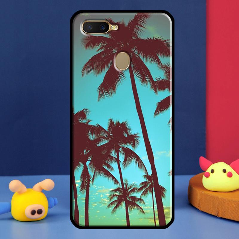 Summer Beach Sunset Palm Tree Case For Oppo A16 A76 A96 A58 A78 A98 A5 A9 A91 A15 A17 A77 A52 A72 A74 A94 A54S A57S Cover