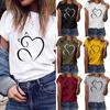Damenmode Rundhalspullover Kurzarm Casual T-Shirt Love Print Top