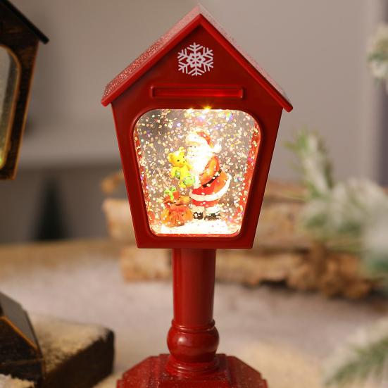 Vánoční větrné světlo USB/Bateriové Poštovní schránka Design Lampa Retro Flitrová Skleněná Koule Santa Claus Sněhová Vločka Lucerna Vánoční Dekorace
