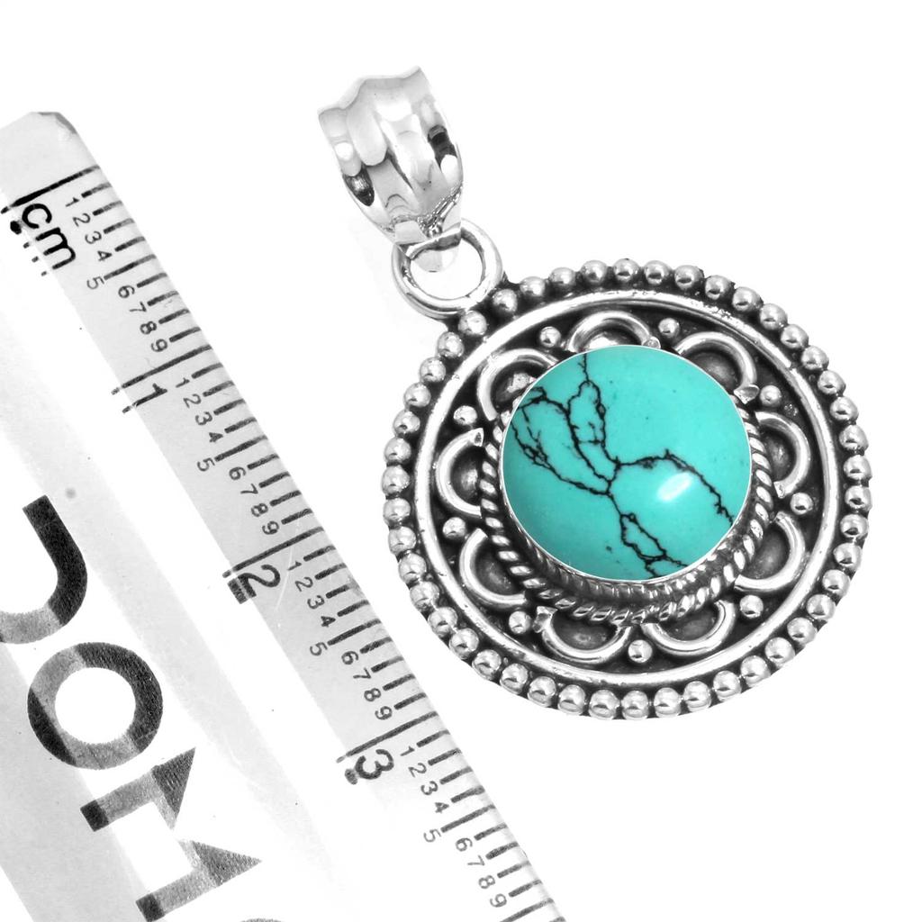 925 Sterling Silver Pendant Women Gemstone Handmade Jewelry Wedding Gift Blue Green Purple Copper Turquoise Pearl Lapis Mother Of Pearl Vintage