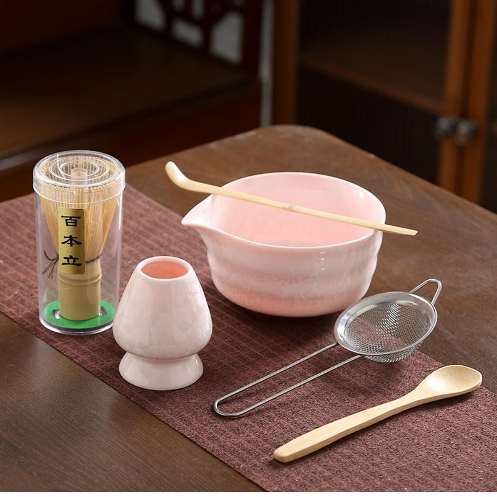 6PCS Traditional Bamboo Ceramic Japanese Matcha Tea Set Reusable Food Grade Matcha Stirring Brush Safe Matcha Whisk