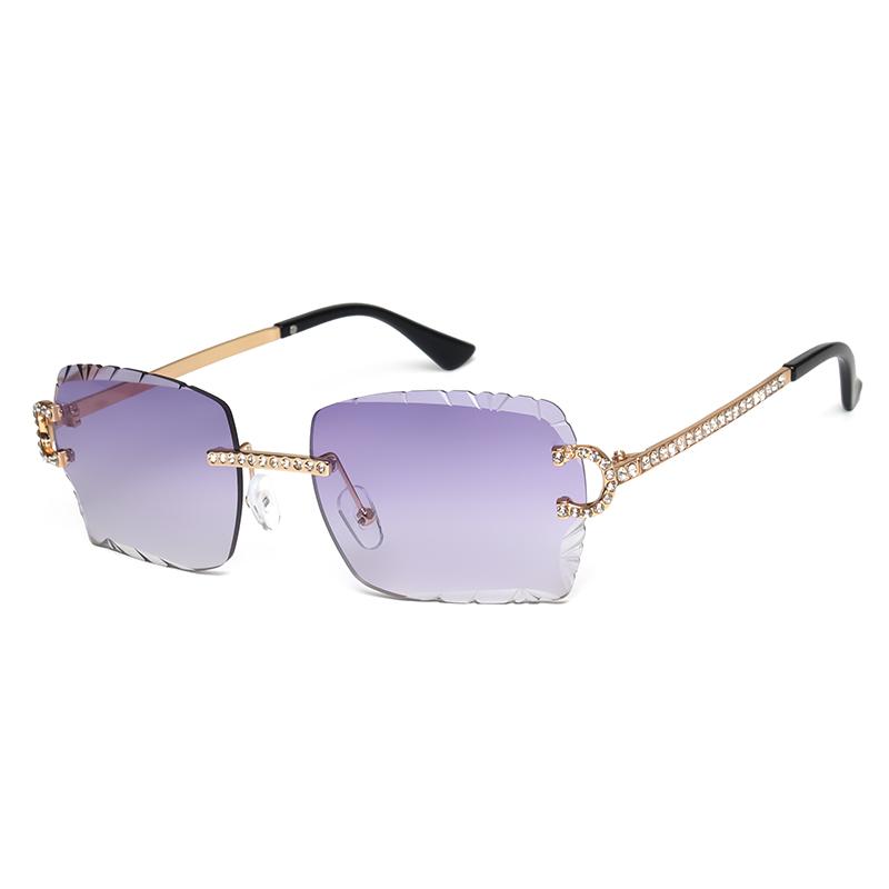 Ochelari de soare pătrați, cu montură fără ramă, tăietură tip piatră prețioasă, la modă, cool, cu lentile degradate, unisex, ochelari de soare, retro, fără ramă, lentile tăiate tip diamant, nuanțe