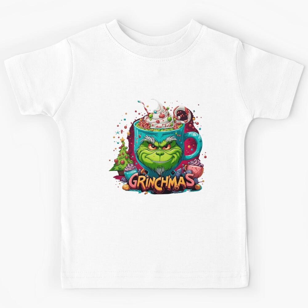 Grinch Festive Hot Cocoa Christmas Art Kids T-Shirt 150